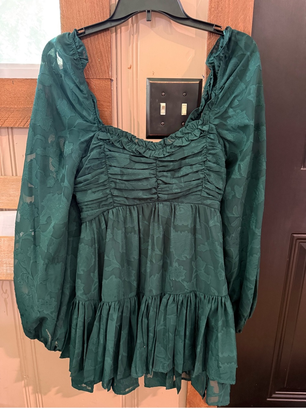 Altar'd State Teal Floral Lace Mini Dress